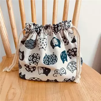 Ланч-сумка Lucky Cat из хлопка и льна