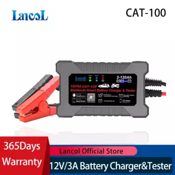 Lancol CAT100 12 В 3 А полностью автоматическое Bluetooth умное зарядное устройство и тестер для аккумулятора 2 в 1 8 этапов зарядное устройство для аккумулятора