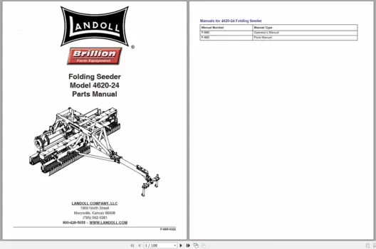 Landoll All Brillion Farm Equipment Операторы Ручная часть Каталог компакт-диск