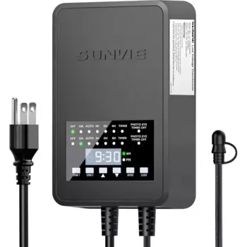Ландшафтный трансформатор низкого напряжения SUNVIE 300 Вт с 2 независимыми выходами управления, трансформатор ландшафтного освещения с таймером
