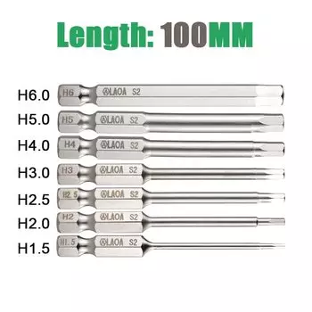 LAOA 1/4 "биты с шестигранной отверткой S2 легированная стальная головка электрической отвёртки с магнитной высокой твердостью шестигранные биты