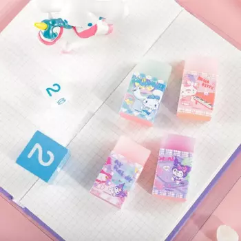 Ластик Sanrio для всей семьи, 24 шт., милый мультяшный ластик Kuromi Cinnamoroll Melody Jelly, цветной скребок, аксессуары для фотографий, оптовая продажа