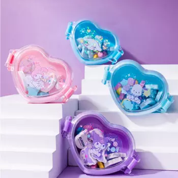 Ластик Sanrio с изображением любовной коробки, оригинальный мультяшный красивый ластик для учеников начальной школы, канцелярские принадлежности, 12 шт.