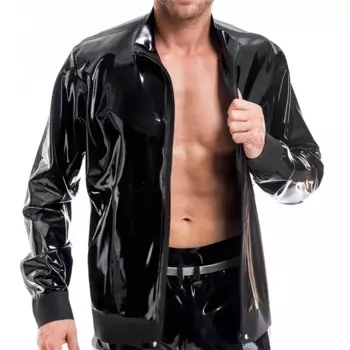 Латексная Мужская куртка, футболка, майка на молнии спереди, резиновая футболка, Мужская Фетиш-одежда