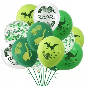 Латексные шары с принтом динозавров LCYCASA, зелёные и белые, 12 дюймов
