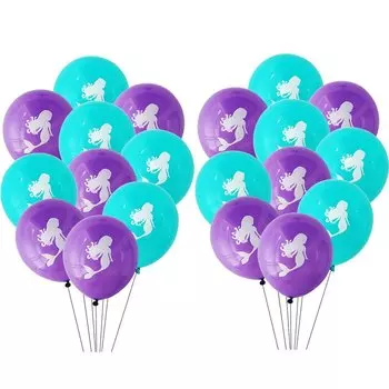 Латексные шары WEIGAO 20 шт., 12 дюймов, фиолетовые, синие с русалкой