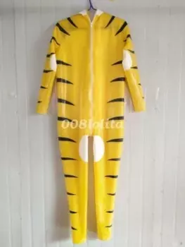 Латексный резиновый мужской костюм Fetishism с тигром, красивый костюм, боди, костюм кошки, новый размер XS-XXLHalloween