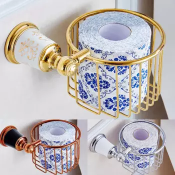 Латунные держатели для бумаги, высококачественный золотистый керамический стиль для ванной комнаты, новинка, корзина для туалетной бумаги, настенный держатель для бумаги