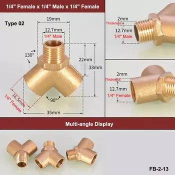 Латунные фитинги для труб с внутренней/наружной резьбой, Y-образный 3-ходовой адаптер-разветвитель, 1 шт, BSP 1/4 дюйма 3/8 дюйма 1/2 дюйма