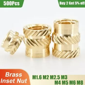 500 шт., Встроенная вставка с резьбой для горячего расплава, гайки для 3D-принтера, ПК, вставки M2 M2.5 M3 M4 M5