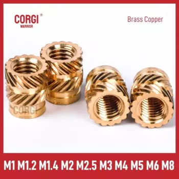 Латунные вставки с термоплавкой от 15 до 100, гайки M1/M1.2/M1.4/M2/M2.5/M3/M4/M5/M6/M8, медная гайка, вставки, вставки 3D