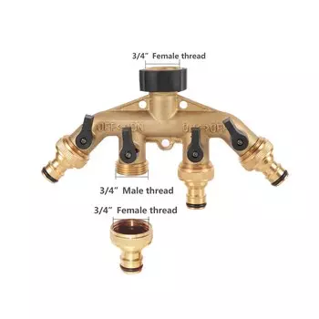 Латунный 4-ходовой разветвитель для садового крана Adhere To Fly