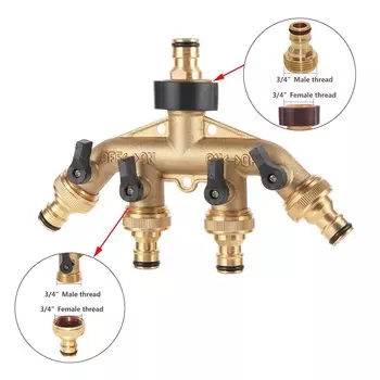 Латунный 4-ходовой садовый дивертер Talk-Satisfied