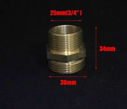 Латунный переходник NuoNuoWell для газовой трубы M30 X 1/2", 3/4"