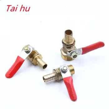 Латунный шаровой кран 6/8/10/12 мм с красной ручкой, штуцер для шланга 1/4 дюйма 3/8 дюйма 1/2 дюйма, наружная резьба BSP, коннектор, соединительный элемент, адаптер