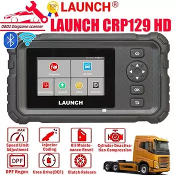 LAUNCH X431 CRP129 HD Сверхмощный сканер грузовиков 12 В 24 В Obd2 Сканер полной системы дизельного сканера с 40 функциями сброса DPF