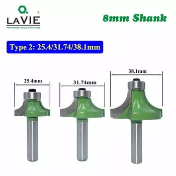 LAVIE Угловые круглые фрезы 3 шт., 8 мм, карбид вольфрама