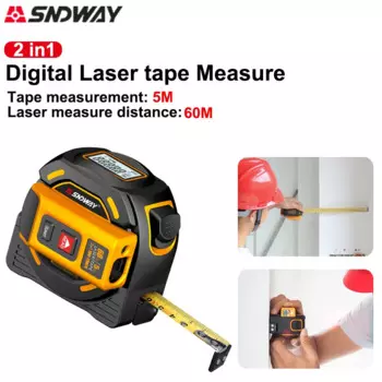 Лазерная измерительная лента Sndway 60 м Выдвижная Лазерная линейка измерение 5 м Профессиональный цифровой дальномер Trena Roulett