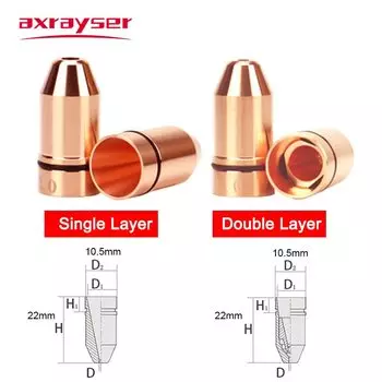 Лазерная насадка Raytools BT210S CINCINNATI Lasermech 3D, часть с формой основания гайки, одинарный двухслойный 1,0-3,0, чистая медь