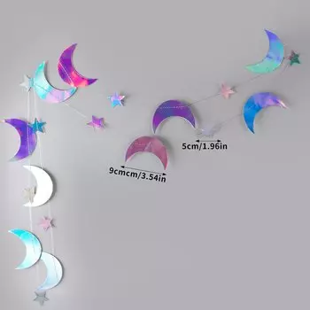 Лазерная серебряная гирлянда "Луна и звезды"