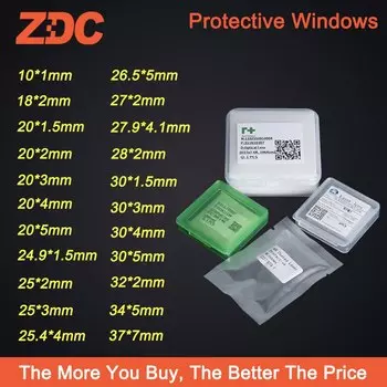 Лазерная защита оконных линз JGS1 Quartz для WSX Precitec Raytools WSX Bodor диаметром 18/20/24.9/27.9/30/34/37