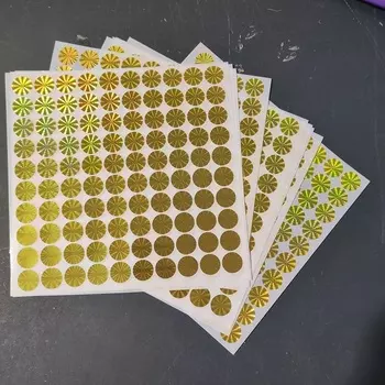 Лазерные голограммы наклеек, 15 мм, серебряный/золотой, 1000 шт