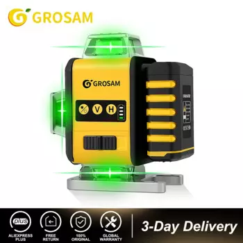 Лазерные уровни Grosam 4d 16 зеленых лучей. Самовыравнивающийся лазерный уровень с 360 дисплеем заряда, долгий срок службы батареи с двумя батареями