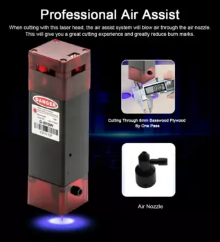 Лазерный модуль для гравировки Air Assist 10 Вт, точка сжатия оси, мощная лазерная резка