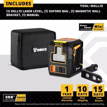 Лазерный уровень DEKO DKLL02PR/G 2 линии красный/зеленый