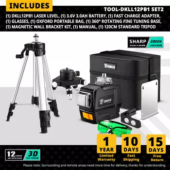 Лазерный уровень DEKO DKLL12PB1 зеленый 12 линий