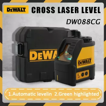 Лазерный уровень DEWALT DW088CG, высокоточный 2-линейный самонивелирующийся нивелир с зеленым лучом для помещений и улицы, электроинструмент