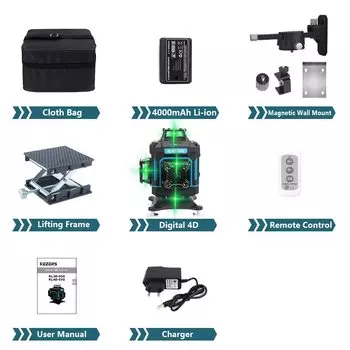 Лазерный уровень KEZERS KL4D-03G зеленый
