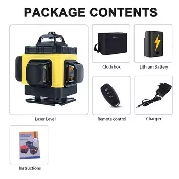 Лазерный уровень Pracmanu, самонивелирующийся 4D 16-линейный нивелир с зеленым лучом и дистанционным управлением