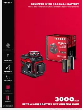 Лазерный уровень YEVOLT YVGLL4XS12DP зеленый 3 уровня 12 линий