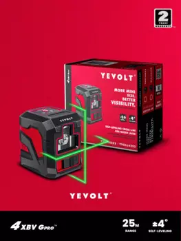 Лазерный уровень YEVOLT YVGLL4XS2, строительный инструмент, самонивелирующийся нивелир с зелеными поперечными линиями, высокая точность