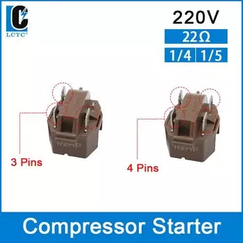 LCTC PTC реле стартера холодильника с морозильной камерой для холодильника 110 В 220 В 3/4 контакта реле охлаждающего компрессора 4,7/12/15/22/33 Ом
