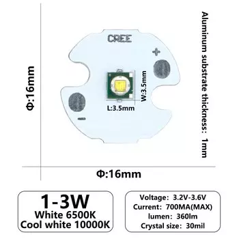 LED диод DT&ZM TD45148798 для фонарика белый 6500К 10000К