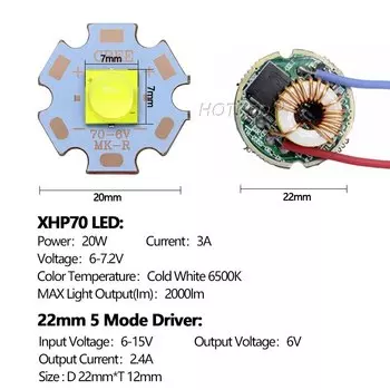 LED драйверы для фонарика HotRed 5 режимов 17мм 20мм 22мм