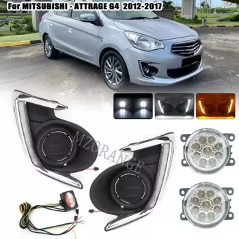 Светодиодные противотуманные фары DRL для Mitsubishi Attrage Mirage G4 2012-2017, фары дневных ходовых огней, противотуманные фары с желтым указателем поворота