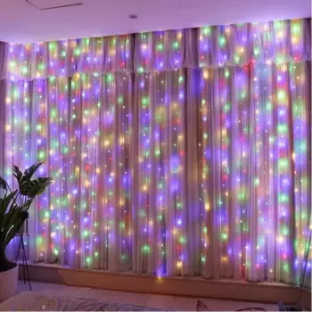 LED Garland Curtain Lights LOUCUNGAN 100/200/300/400/450/600 LEDs Warm White/Multicolor/Blue/Purple/Green/Pink/Red 3x1m/3x2m/3x3m/4x2m/4x3m/6x1m/6x2m/6x3m
