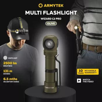 Фонарь налобный Armytek Wizard C2 Pro, белый свет, оливковый