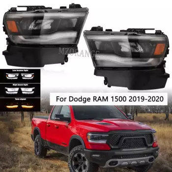 Светодиодная фара для Dodge RAM 1500 2019-2020 RAM1500 CLASSIC 2019-2021, фара, полностью светодиодная фара DRL, желтый указатель поворота, 1 шт.