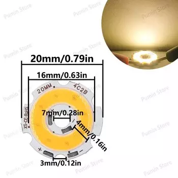 LED лампа COB тёплый/холодный белый 20мм warm and happy