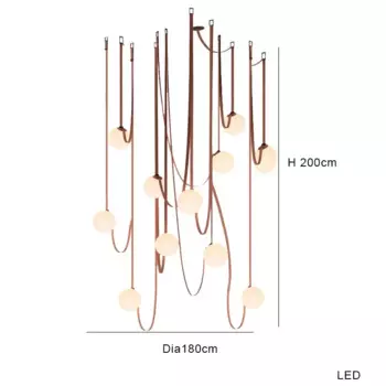 LED люстра TAONUANSHU белая кожа+стекло
