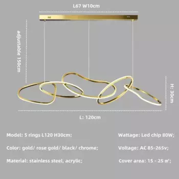 LED люстра TAONUANSHU DD11 из нержавеющей стали, розовое золото