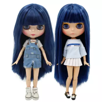 Ледяная кукла DBS Blyth 1/6 bjd синие волосы натуральная кожа загар кожа супер черная кожа сустав тело блестящее лицо 30 см аниме девушки подарок