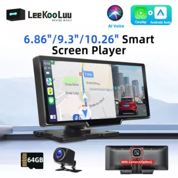 LeeKooLuu 10,26 "автомобильный беспроводной смарт-монитор Carplay и Android с голосовым управлением, FM-передатчик, Bluetooth, Mirrorlink, мультимедиа