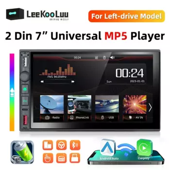 LeeKooLuu 7-дюймовый универсальный 2Din автомобильный MP5 видеоплеер Bluetooth FM-радио беспроводной Carplay/Android автомобильный мультимедиа для левого привода