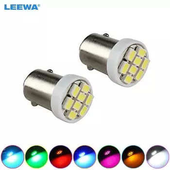 LEEWA 4 шт. 7-цветный T4W BA9S 8-LED 1206SMD интерьер автомобиля светодиодный светильник купольные лампы для чтения габаритный светильник DC12V # CA1532
