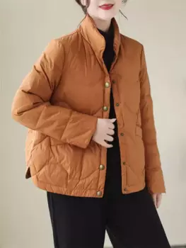 Легкая пуховая куртка для женщин, сезон осень-зима 2024, модная теплая короткая модная стеганая куртка большого размера, верхняя одежда K2282
